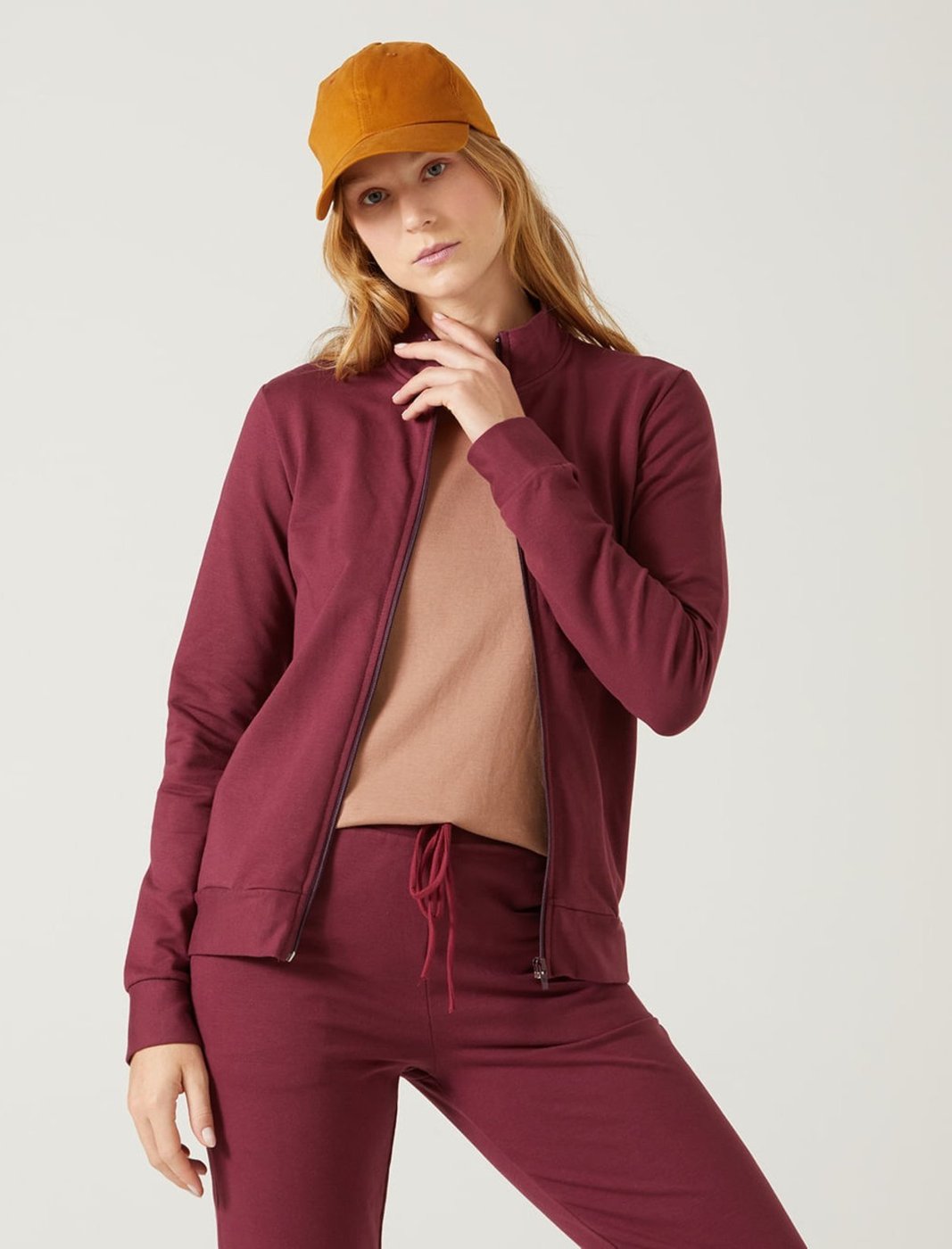 Imagem principal Jaqueta Básica Feminina Gola Alta Moletom Stretch Flanelado Malwee vinho Malwee vinho