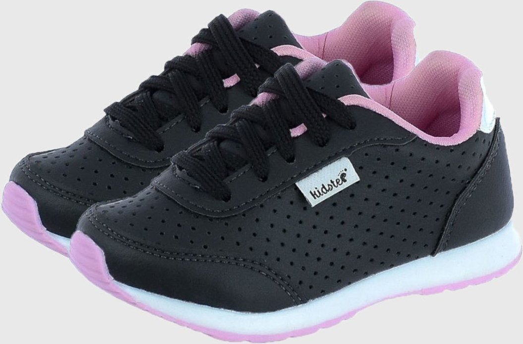 Imagem principal Infantil - Tênis Escolar Feminino Jogging tep Kidstep preto rosa Kidstep preto rosa
