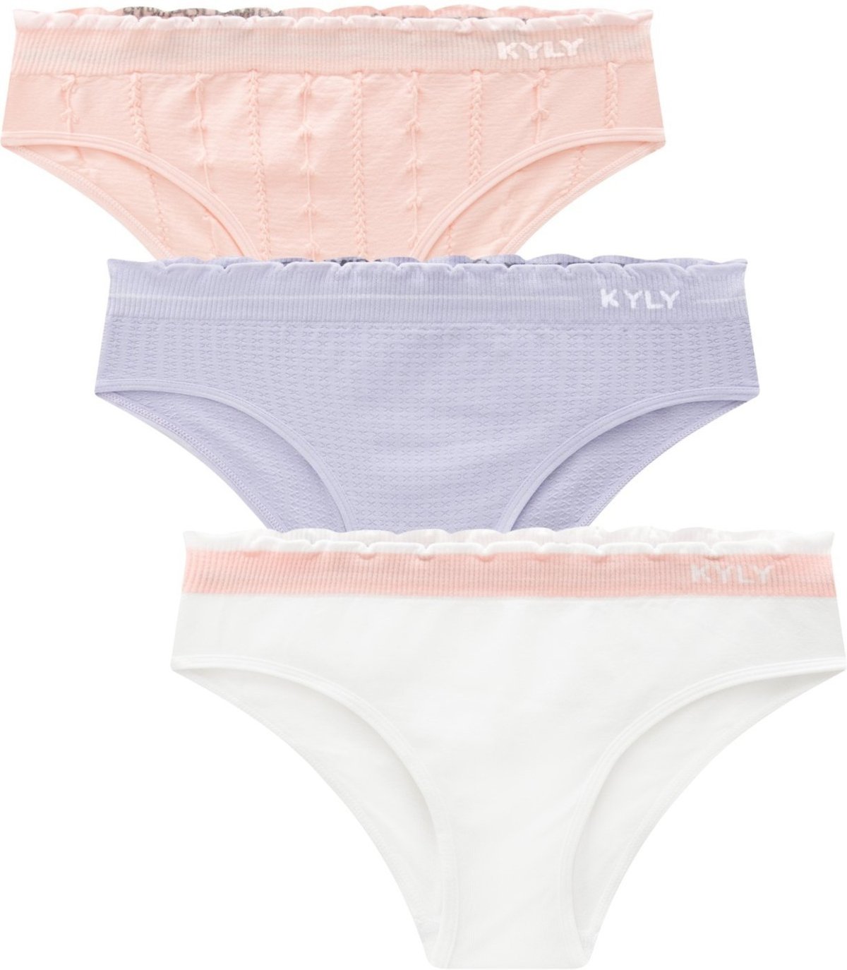 Imagem principal Kit 3pçs Calcinha Menina Kyly Lisa Rosa Branca Lilas branco/lilás/rosa rosa Kyly branco/lilás/rosa rosa