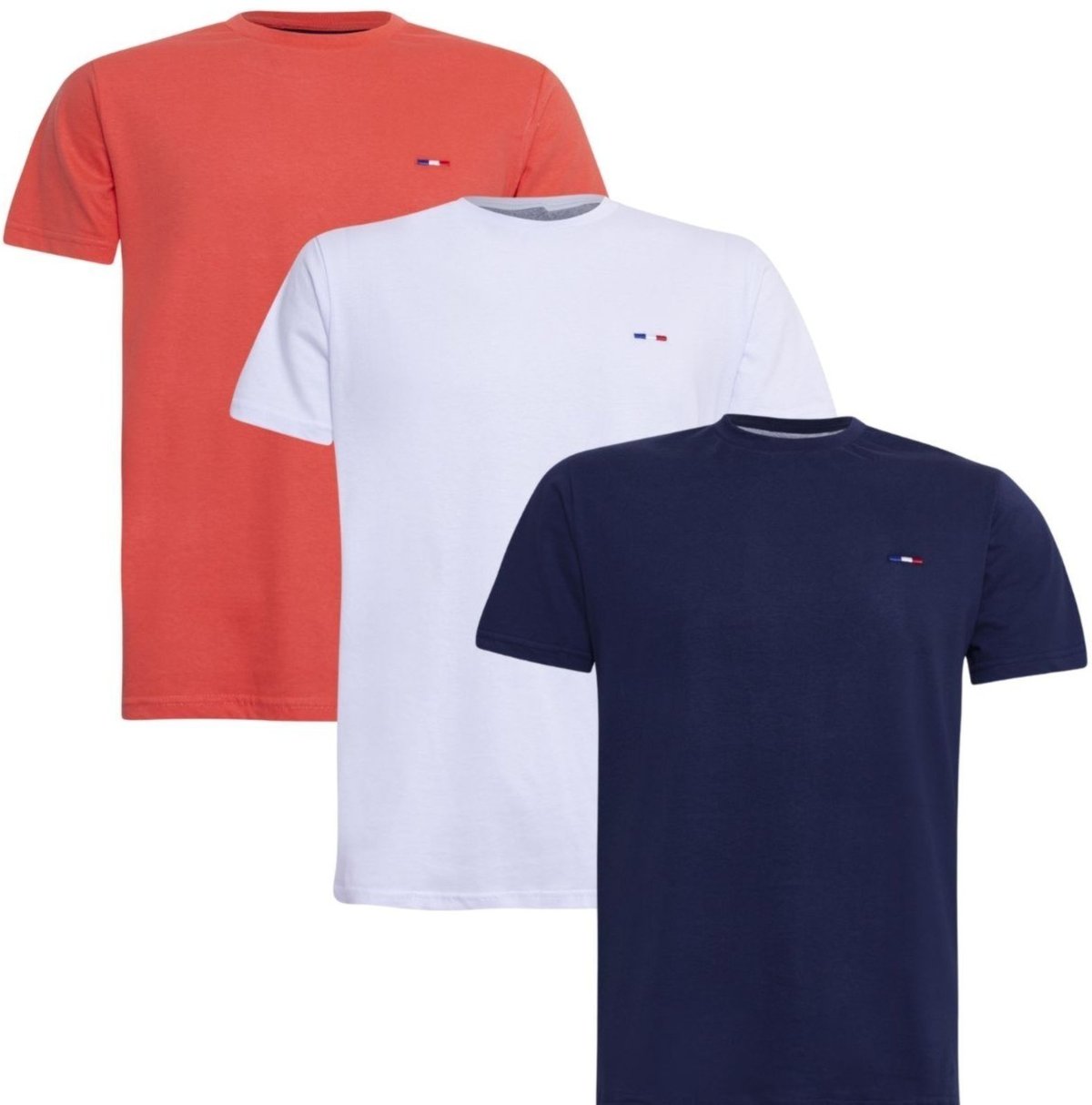 Imagem principal Kit 3 Peças Camisetas FMF Básicas Masculina em Algodão Premium no Estilo Tommy Bordado França Marinho Laranja azul marinho FMF azul marinho