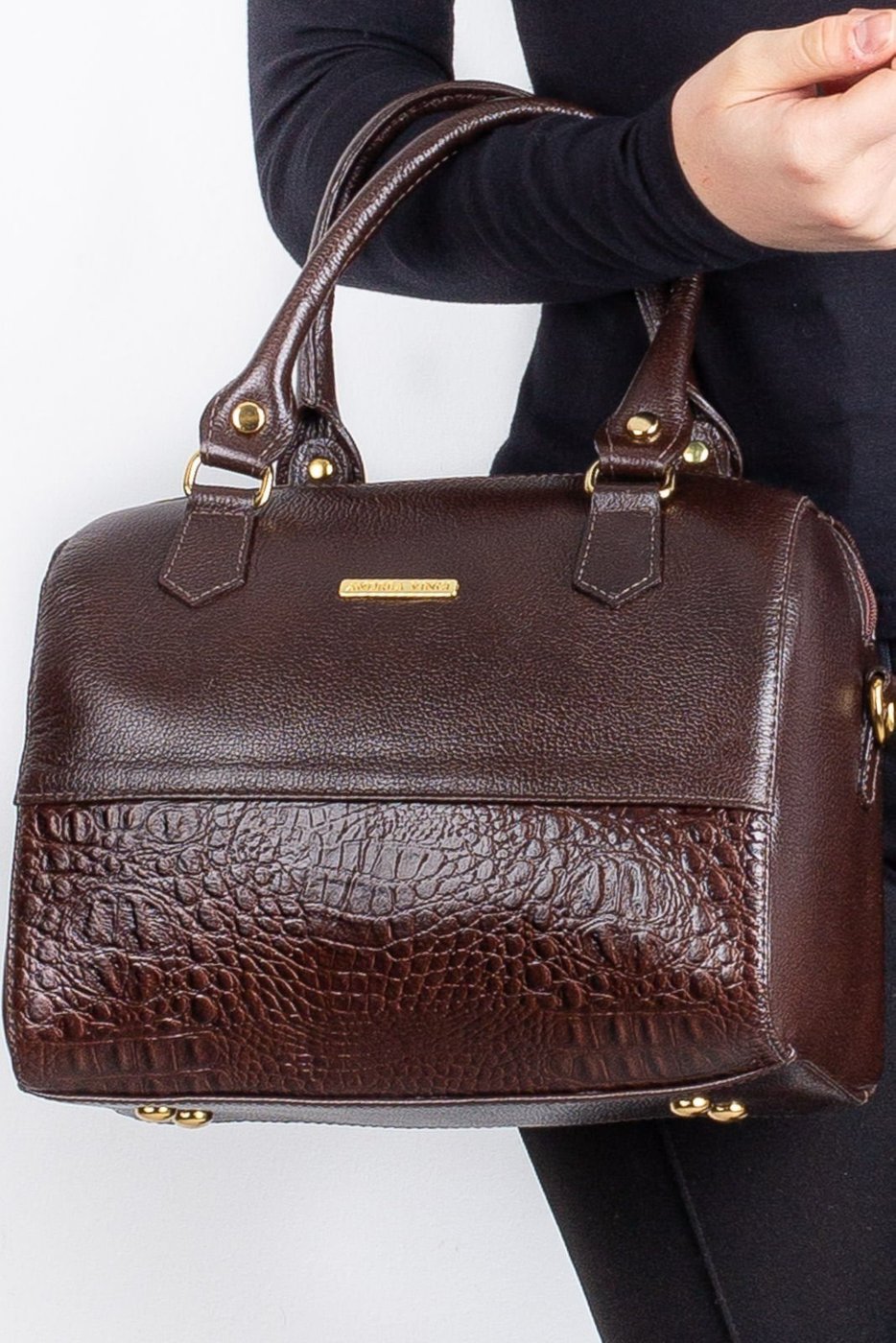 Imagem principal Bolsa Andrea Vinci Baú De Mão Em Couro Liso Sthefani - Café caramelo Andrea Vinci caramelo