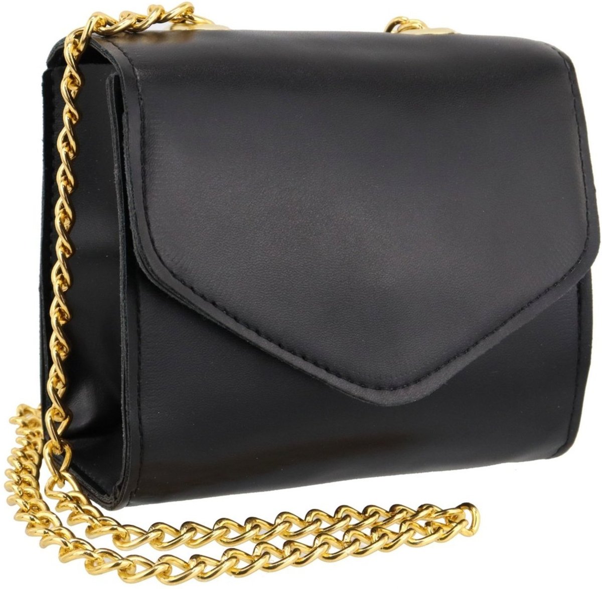 Bolsa Feminina Pequena Lavini Metalizada de Alça Corrente Preta