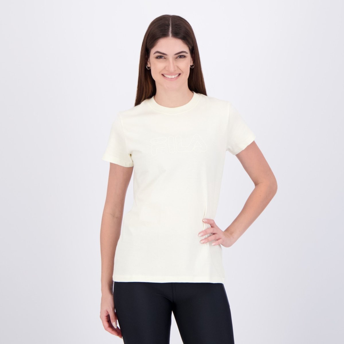 Imagem principal Camiseta Fila Regular Basic Outline Feminina Off-White branco white Fila branco white