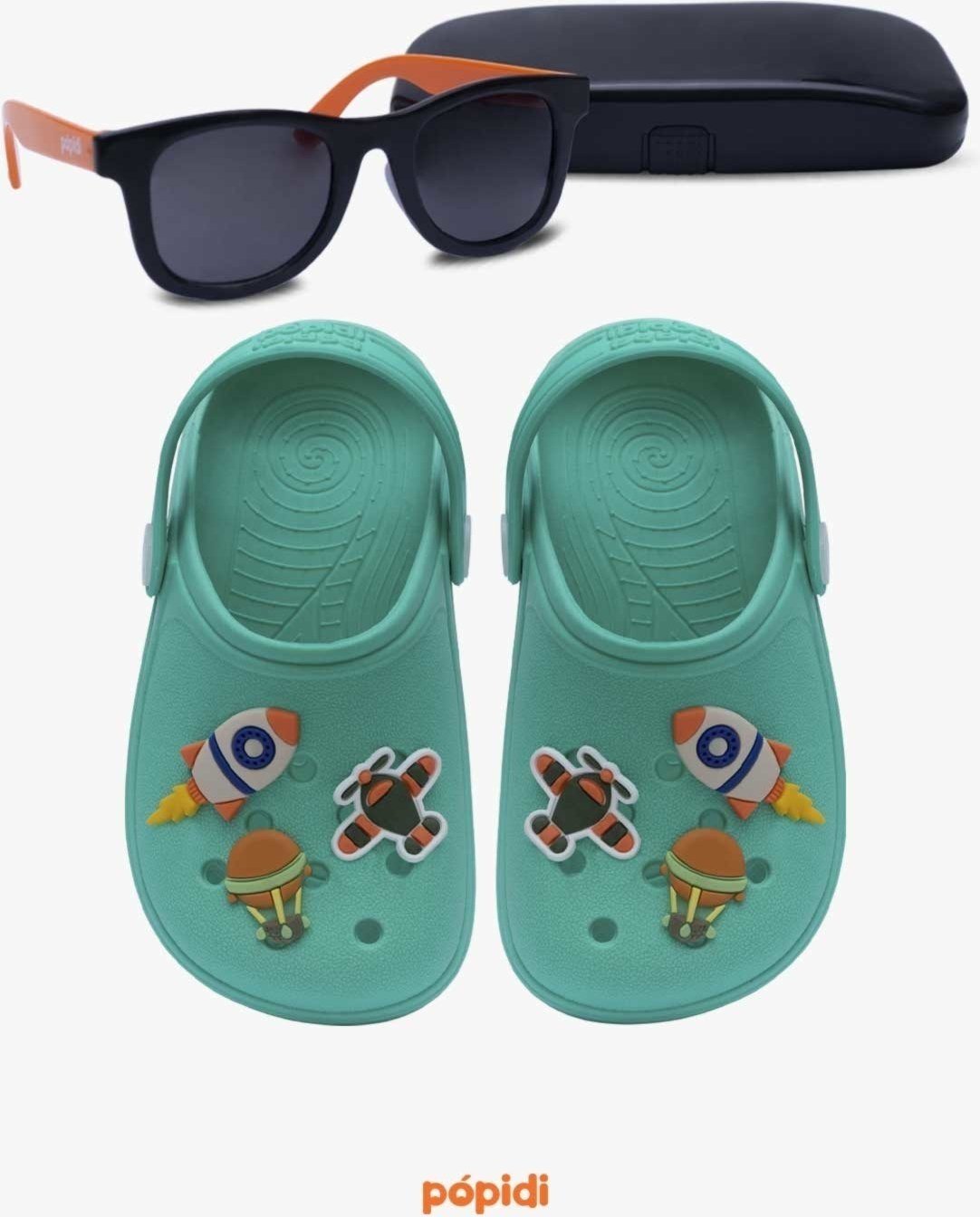 Imagem principal Infantil - Kit Babuche Aereo Pópidi Verde com Óculos de Sol Com Capinha laranja/verde verde Pópidí laranja/verde verde