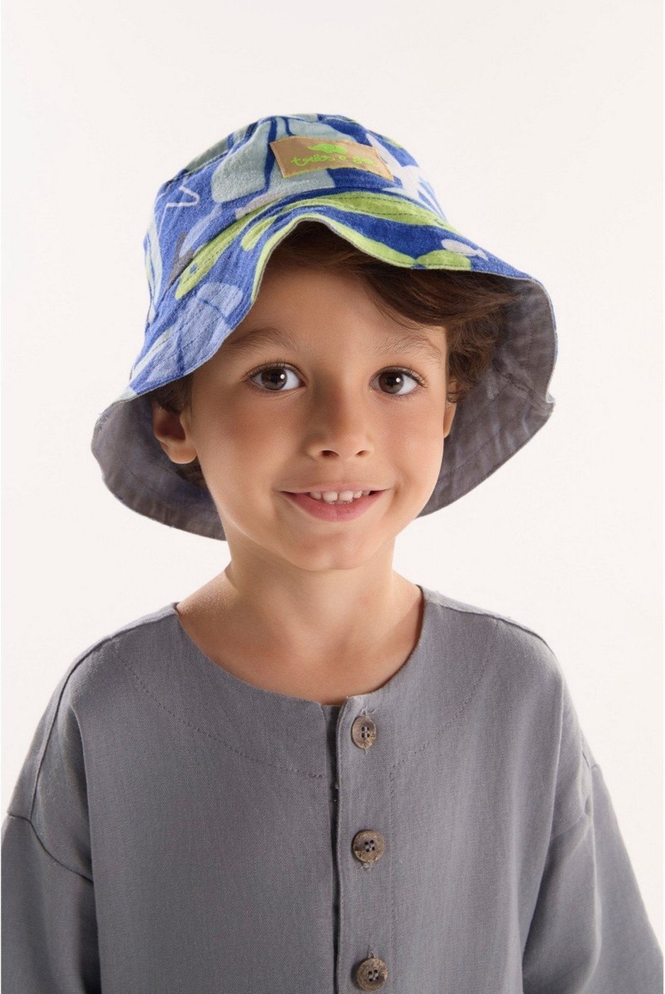 Infantil - Chapéu Unissex Pomar Feliz em Viscolinho Dupla Face Três e Já