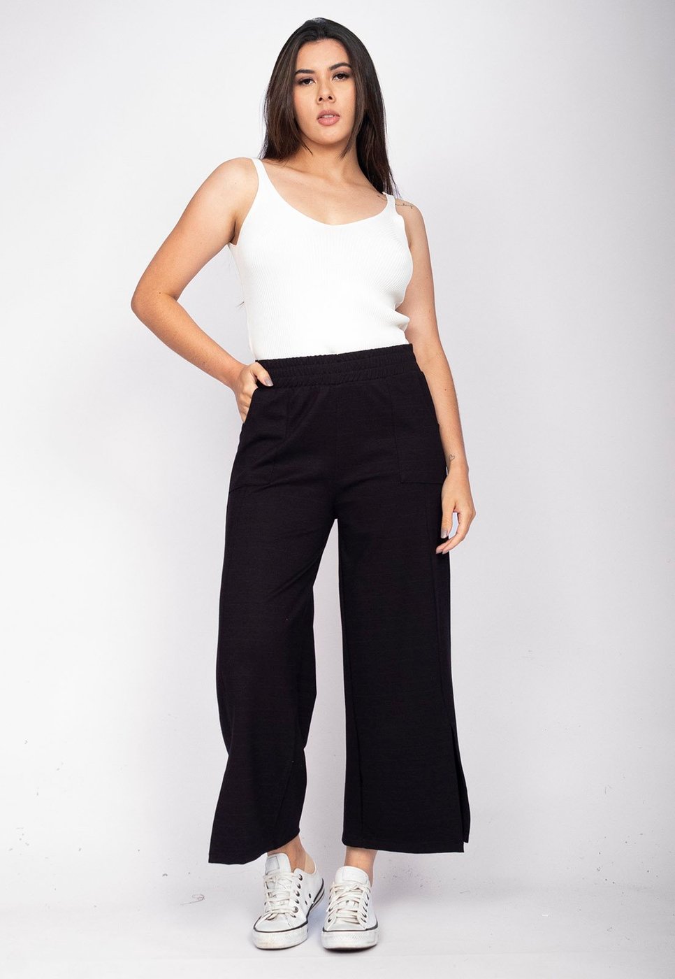 Calça Pantacourt Amazônia Vital Malha Encorpada Preta