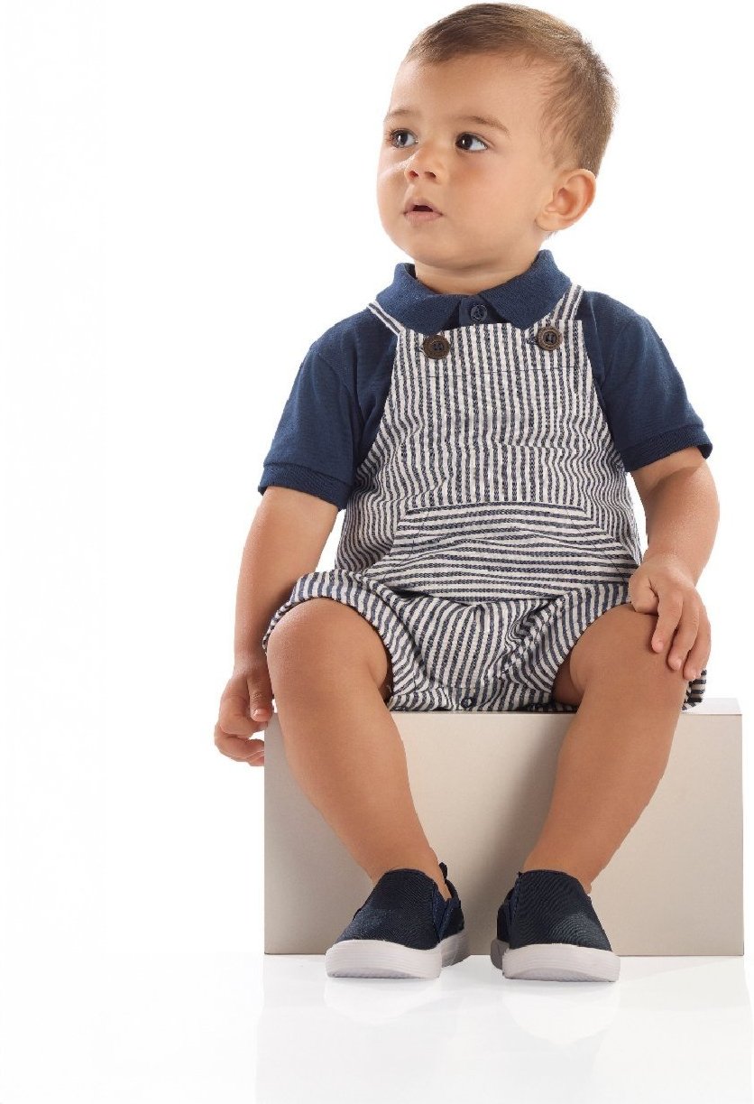 Imagem principal Infantil - Conjunto Polo Jardineira Quimby branco Quimby branco