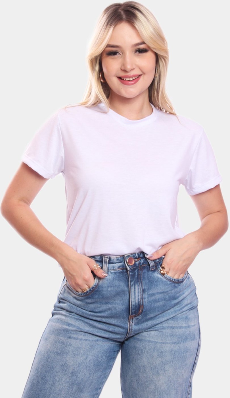 Imagem principal Tshirt Blusa Feminina Lisa Estampada Manga Curta Camiseta Camisa ADRIBEN branco ADRIBEN branco