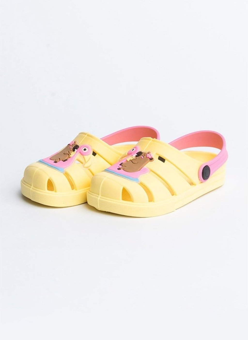 Imagem principal Infantil - Babuche Menina Amarelo com Tira Rosa Capivara no Flamingo Molekada amarelo rosa Molekada amarelo rosa