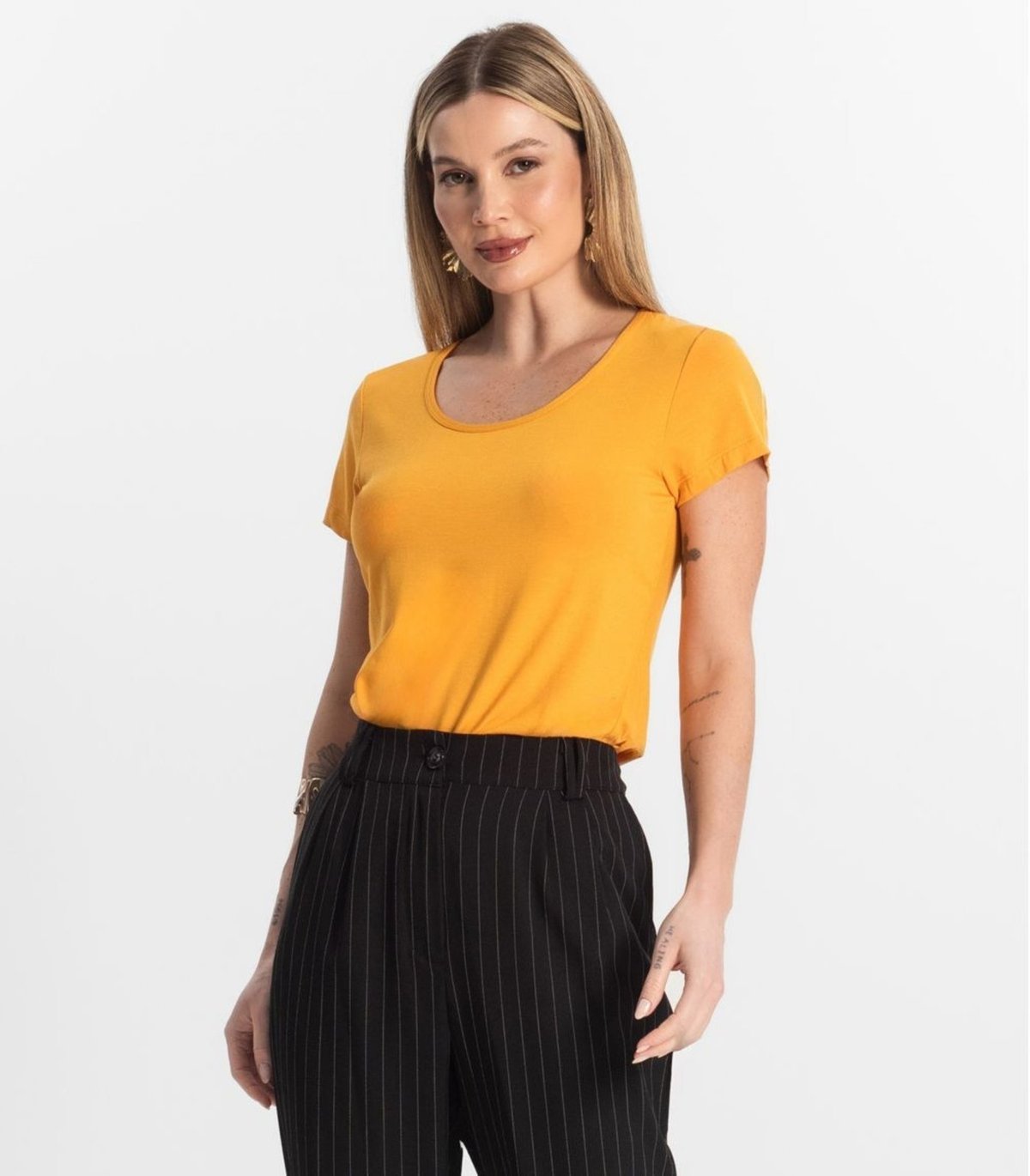 Imagem principal Blusa Feminina Viscotorcion Básica Rovitex Rovitex Básicos azul Rovitex Básicos azul