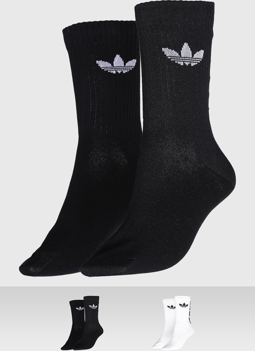 Meia Unissex adidas Originals Ruffle Crew Pack 2 Pares Preta e Branca