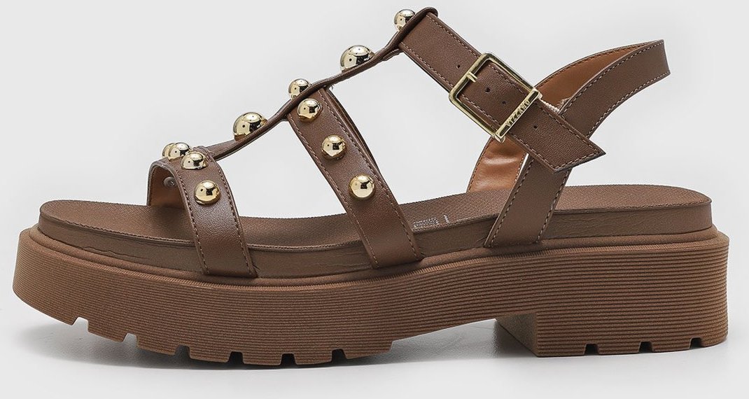 Sandália Feminina Vizzano Tratorada com Tachas Douradas