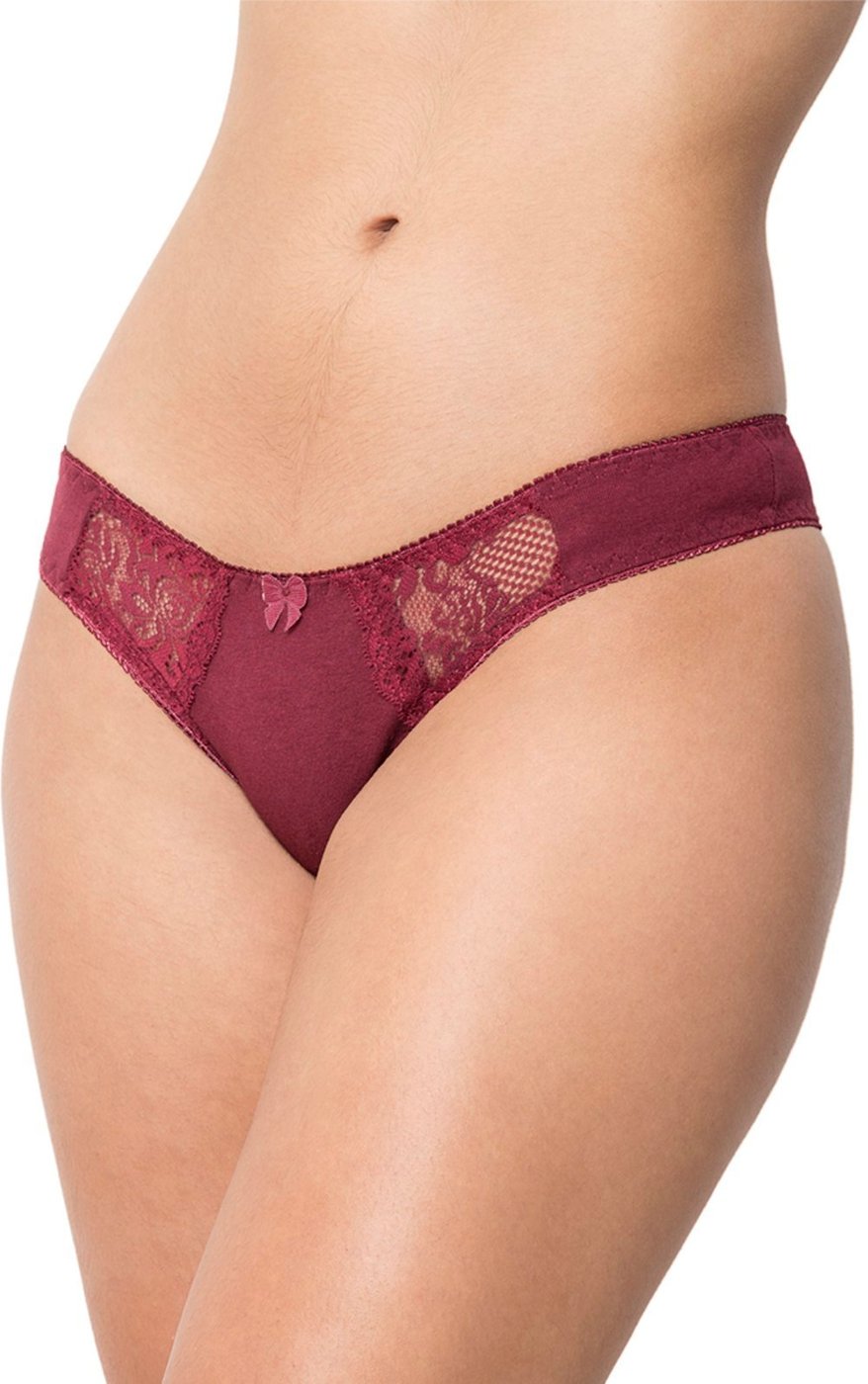 Imagem principal Tanga de Cotton Gabi Lingerie Calcinha Algodão Moda Íntima com Detalhes Rendados Rubro bordô Gabi Lingerie bordô