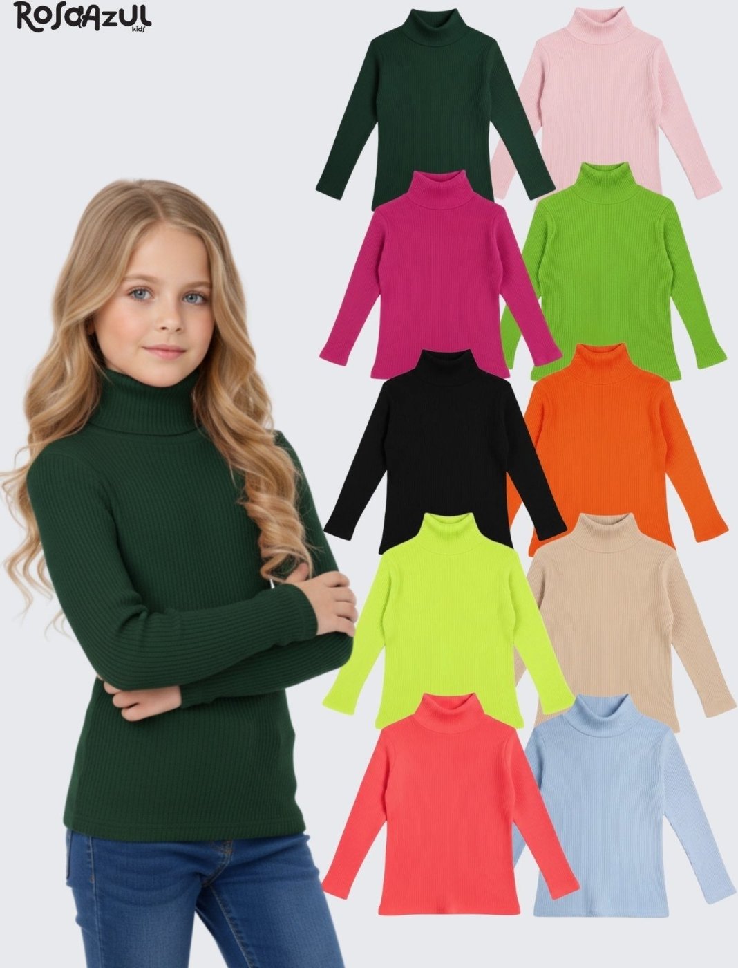 Imagem principal Infantil - Kit 4 Peças Blusa Manga Longa Gola Alta em Ribana ROSA AZUL KIDS multicolorido ROSA AZUL KIDS multicolorido