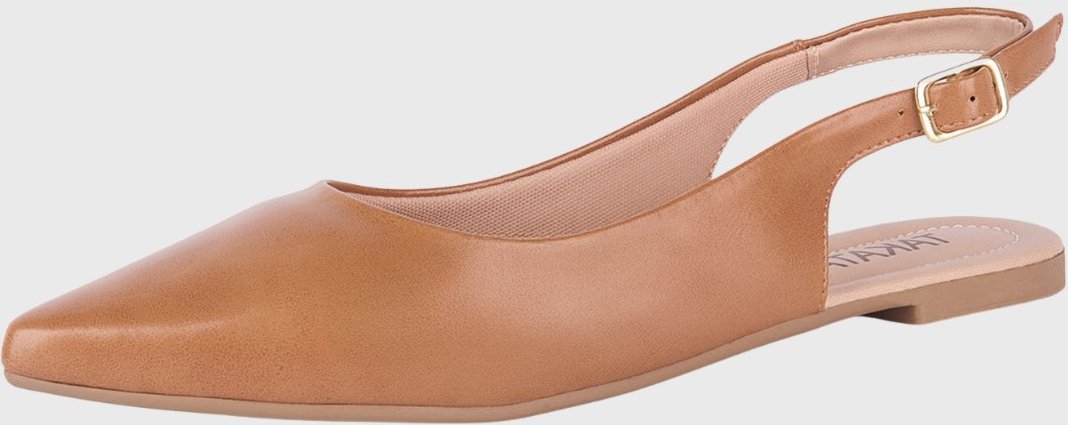 Sapatilha Slingback Takata Bico Fino Rasteira Feminina Lisa Marrom