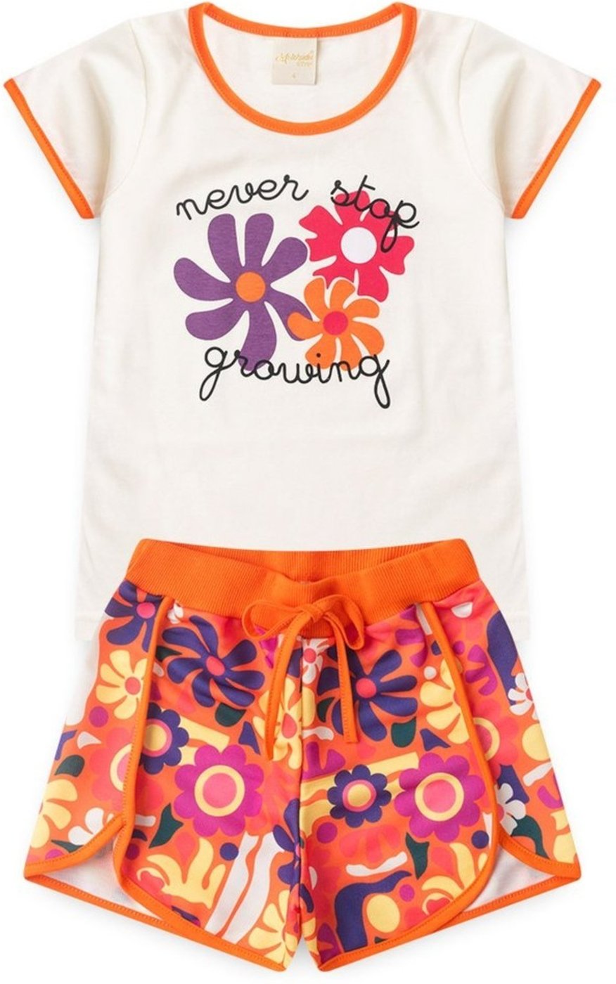 Imagem principal Infantil - Conjunto Molekada Verão Menina Natural Blusa e Shorts Boxeador Florizinhas bege natural Molekada bege natural