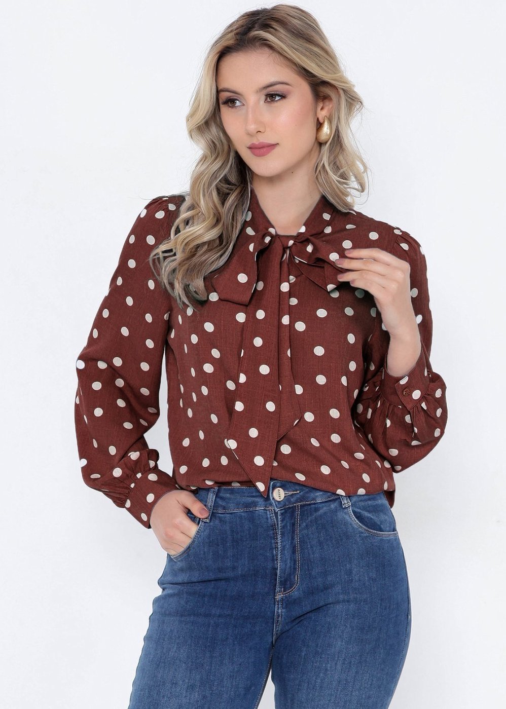 Imagem principal Blusa Intens Manga Longa Viscolinho Laço vinho Intens vinho