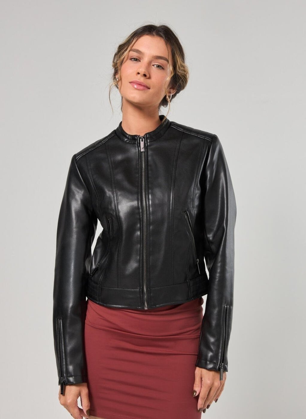 Jaqueta Em Poliuretano Preto