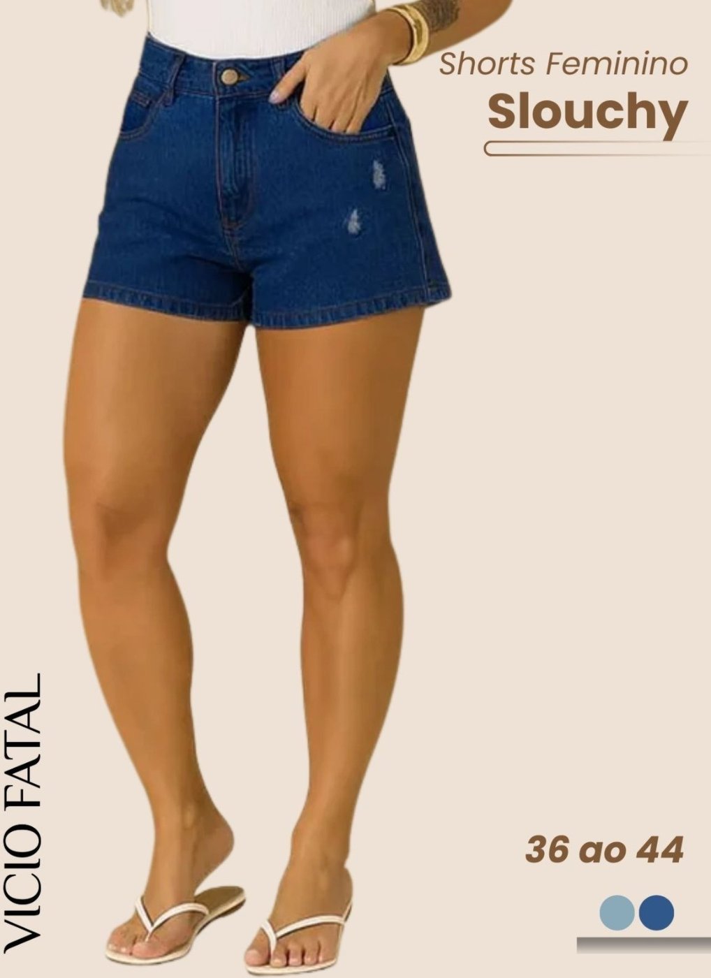 Imagem principal Shorts Feminino Jeans Slouchy Curto Keyla Vicio Fatal azul Vicio Fatal azul