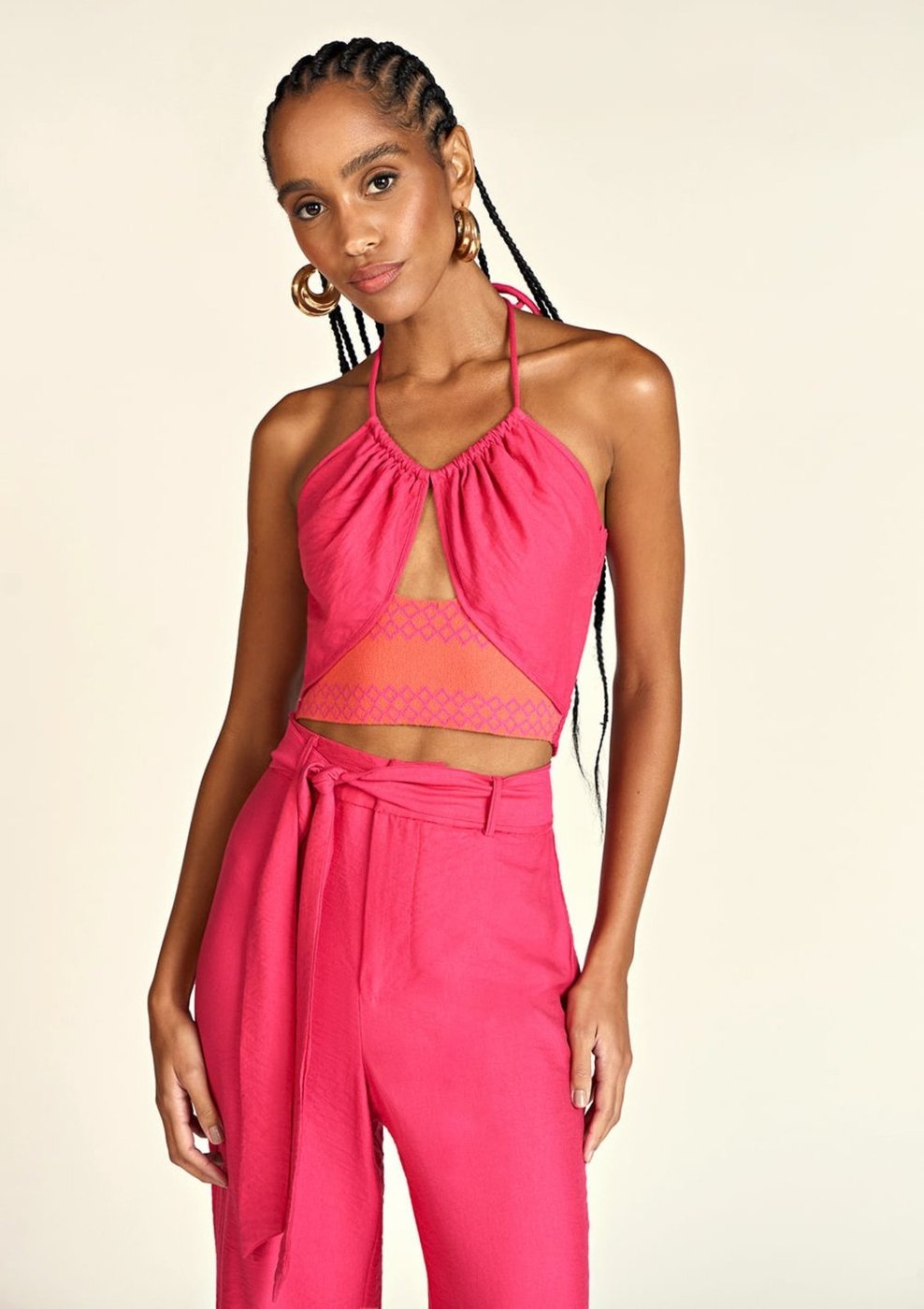 Imagem principal Top Zinco Frente Única Cavado Detalhe Tricô pink Zinco pink