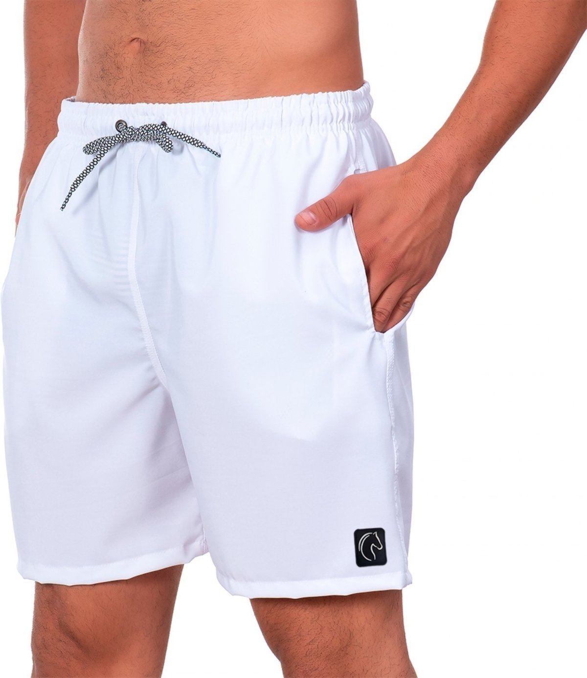 Imagem principal Short Masculino W2 Liso Básico Leve Bermuda Masculina com Elástico e Cordão Ajustável na Cintura Bolsos Laterais Secagem Rápida W2 STORE branco W2 STORE branco