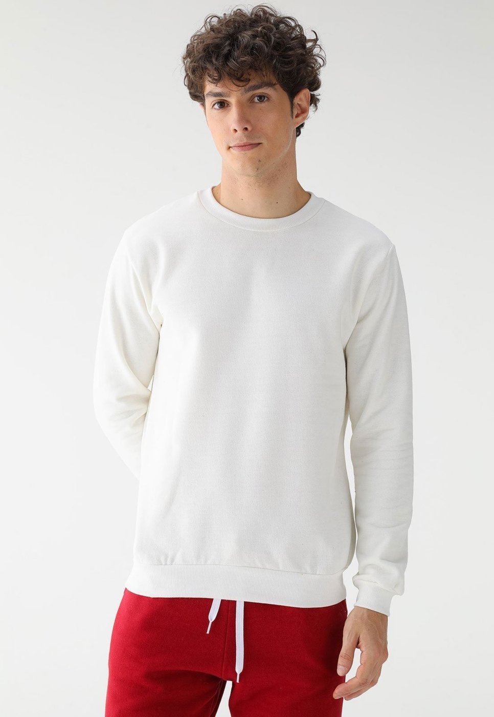 Imagem principal Blusa de Frio Moletom Flanelado Benellys Liso Gola Redonda Off White branco white Benellys branco white