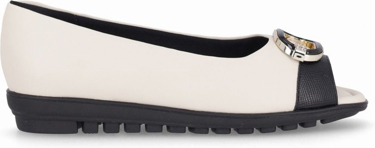 Imagem principal Peep Toe Anabela Baixo Off White com Preto Piccadilly branco white Piccadilly branco white