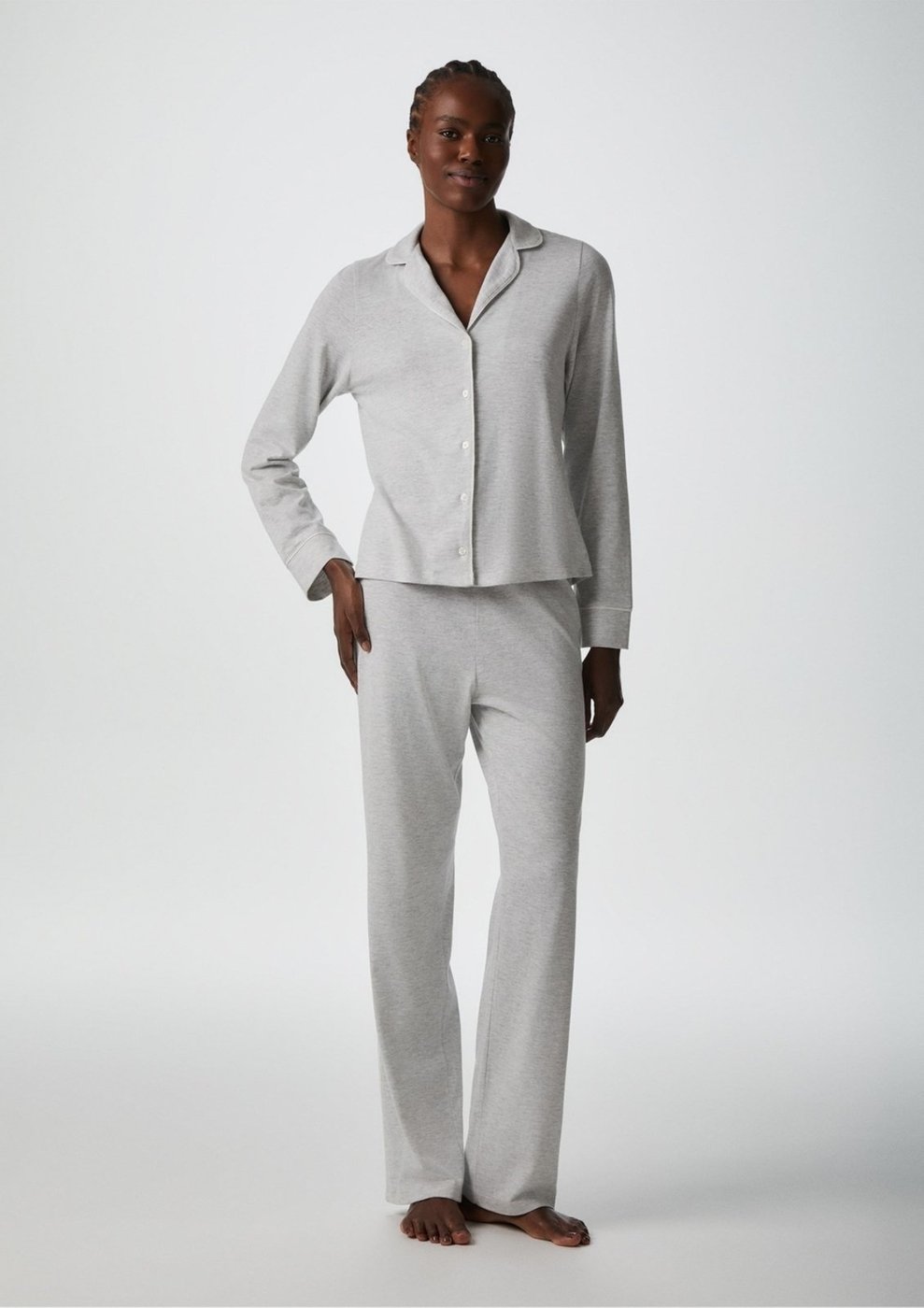 Imagem principal Pijama Longo Feminino Com Botões Hering HERING INTIMATES cinza HERING INTIMATES cinza