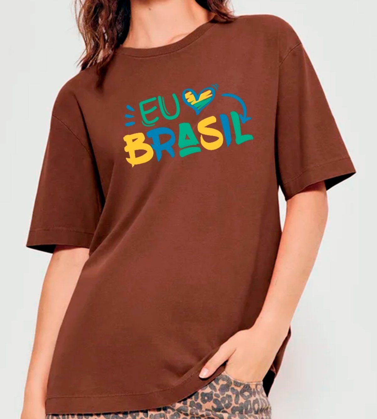 Imagem principal Camiseta Ousy Oversized Eu Amo Brasil Estampa Patriótica Moda Streetwear Unissex preto ousy preto