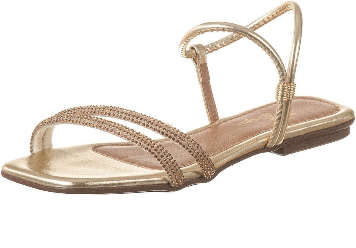 Sandália Feminina Rasteira C/ Brilhos Strass Moda Conforto