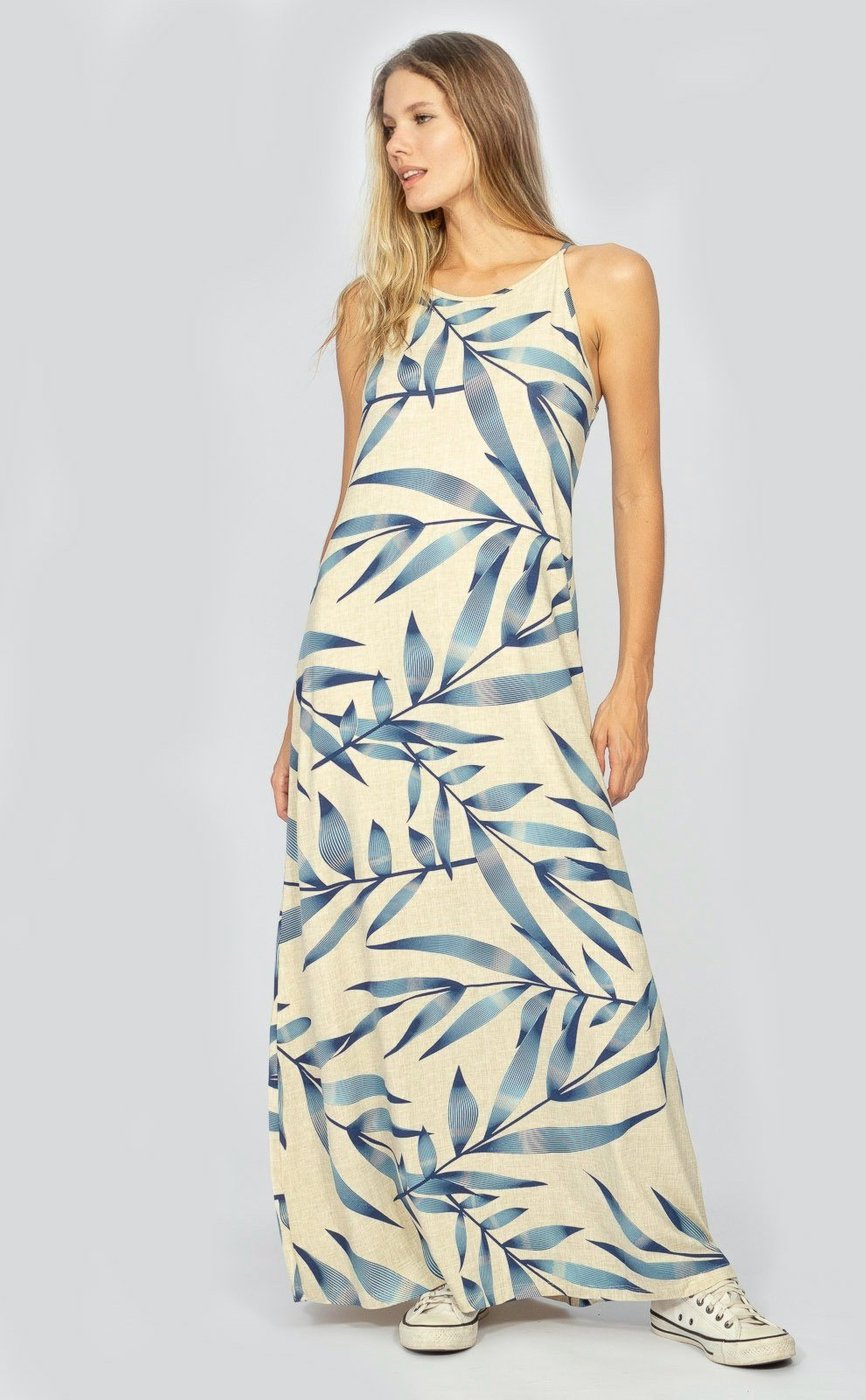 Vestido Longo Amazonia Vital Malha Trapézio Bambu l