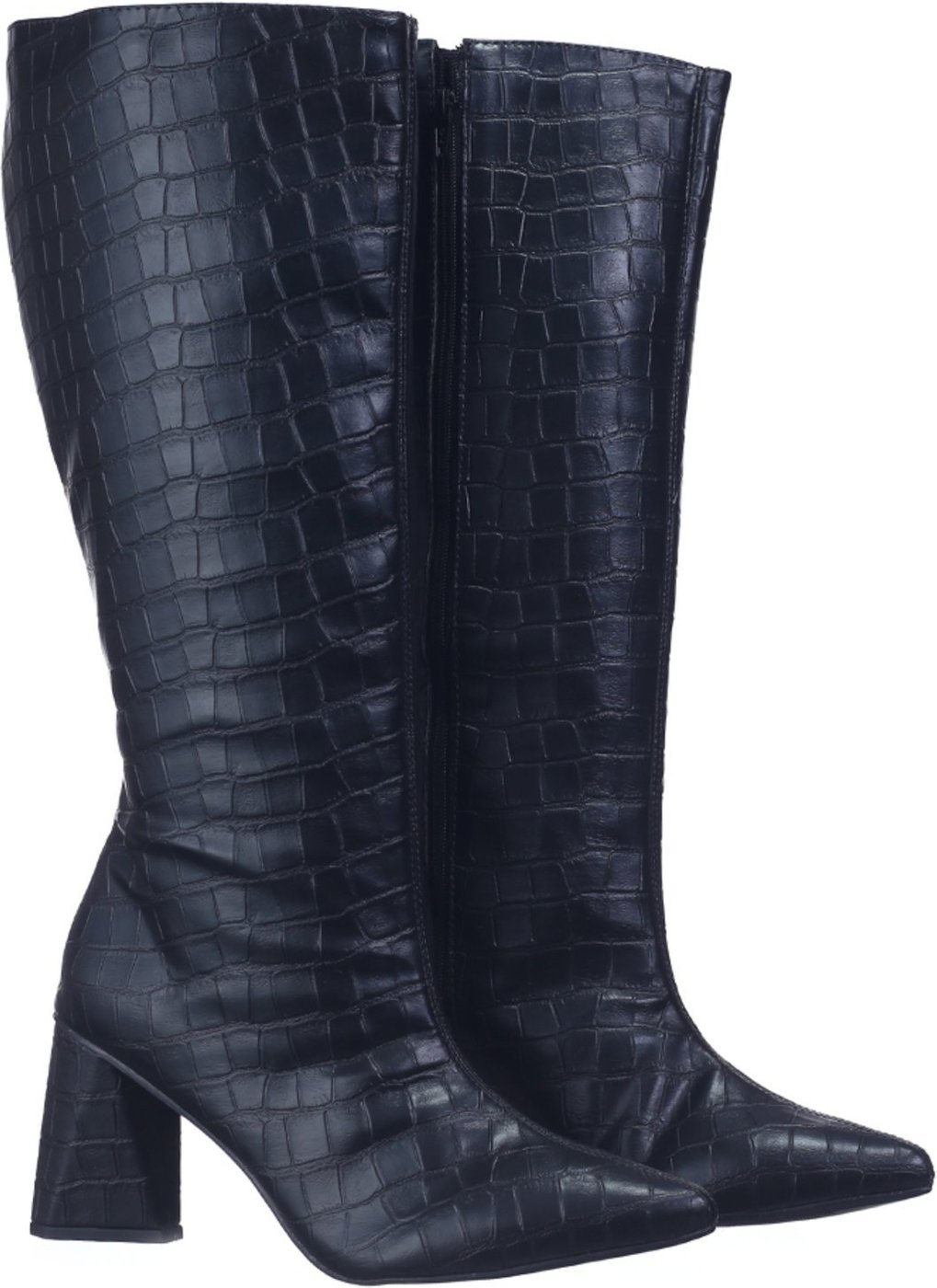 Imagem principal Bota Feminina Cano Longo Salto Triângulo 23020 Croco Flor da Pele preto Flor da Pele preto