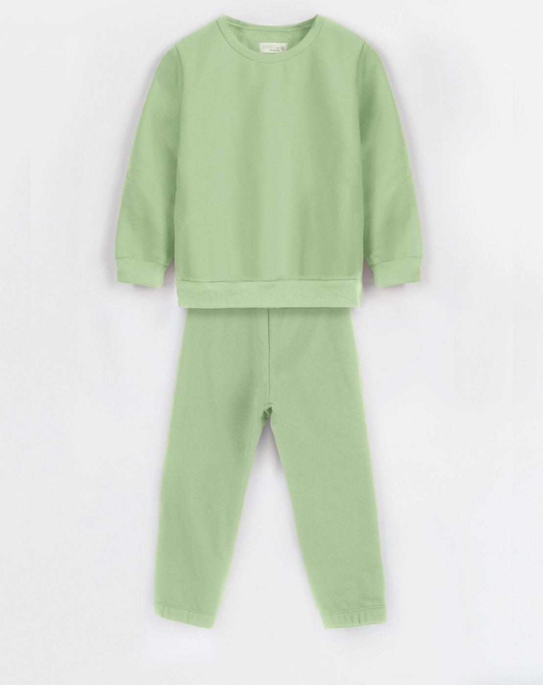 Imagem principal Infantil - Conjunto Bugbee Menina Liso Blusa Manga Comprida Gola Redonda Calça Moletom Felpado Claro Matcha verde Bugbee verde