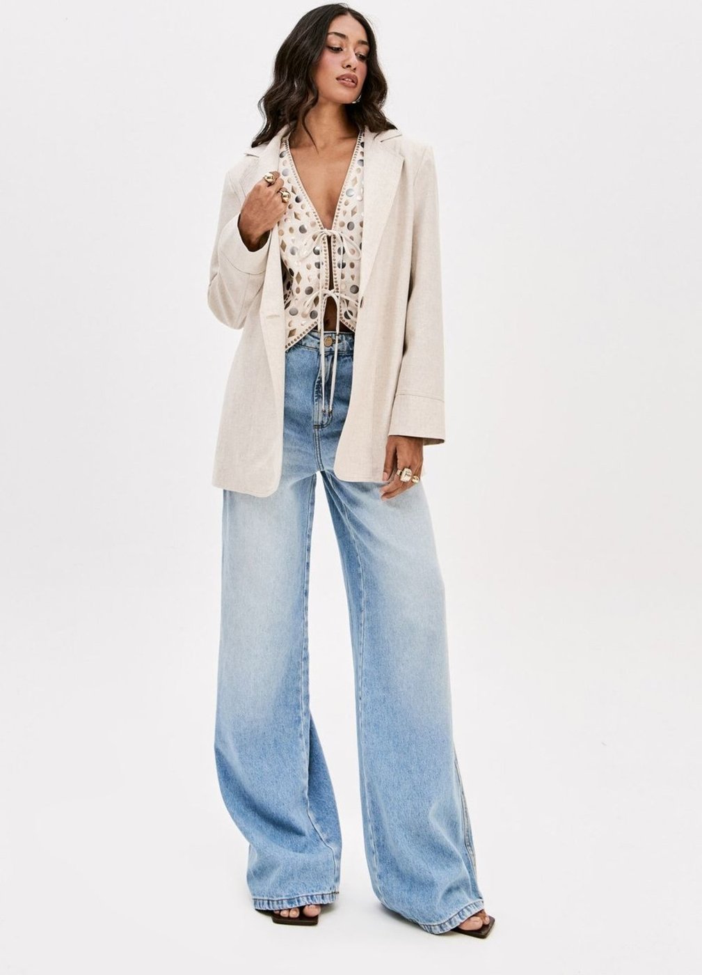 Blazer Alongado Com Linho