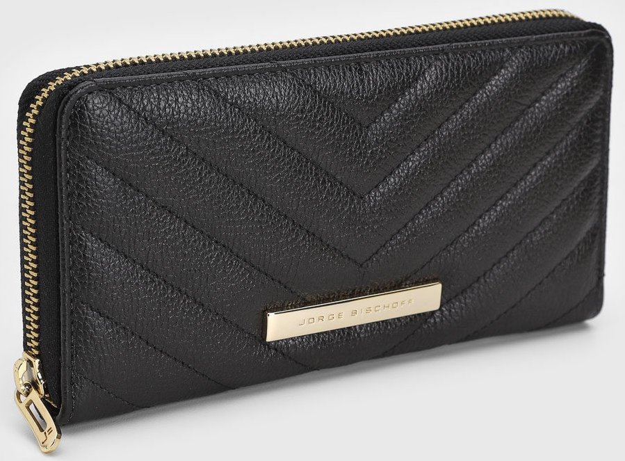 Carteira Feminina Jorge Bischoff Logo Chevron Preta