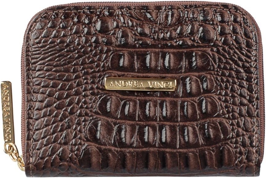 Imagem principal Carteira feminina de couro croco Kiara 10x13,5cm - Café Andrea Vinci vermelho Andrea Vinci vermelho