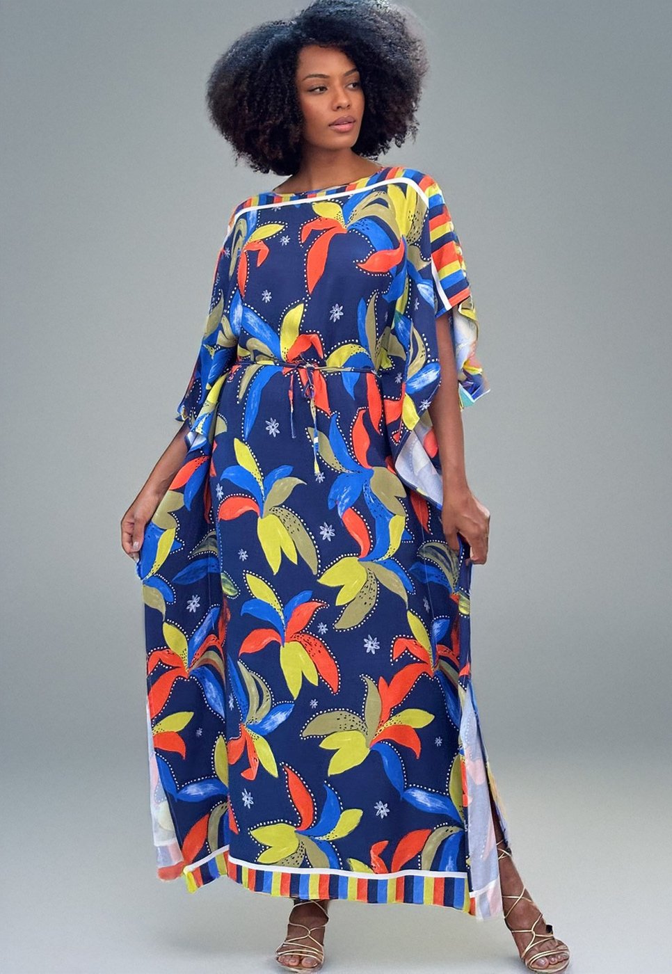 Vestido Amazonia Vital Kaftan Viscose Longo Estampa do Pantanal