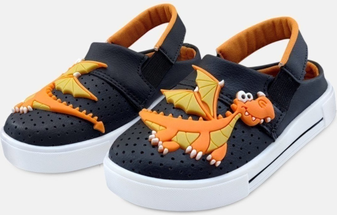 Imagem principal Infantil - Sandália Babuche Mzkid Menino Magic Dinossauro laranja/preto Mzkid laranja/preto