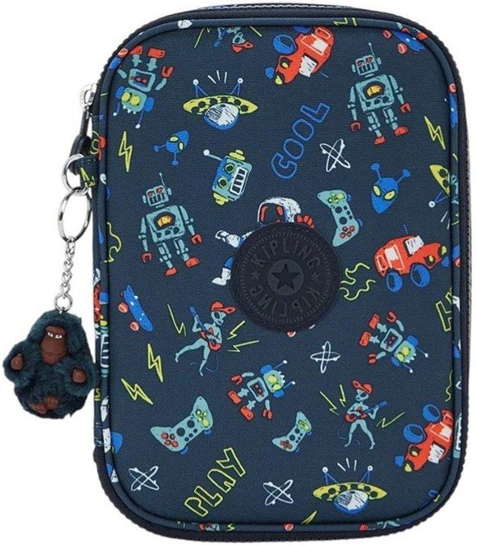 Estojo Kipling 100 Pens Estampado Space Game Azul