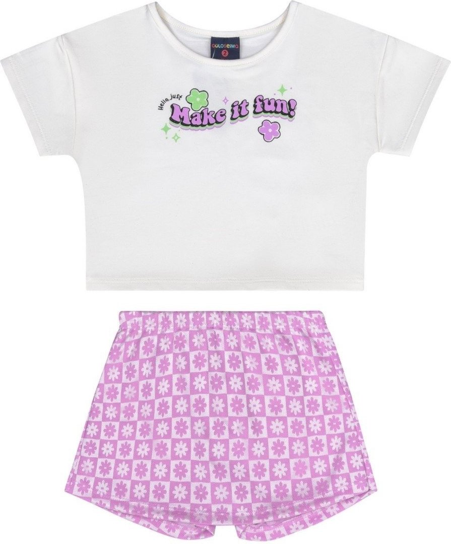 Imagem principal Infantil - Conjunto para Menina com Blusa e Short-Saia Guloseima Off-White off-white white GULOSEIMA off-white white