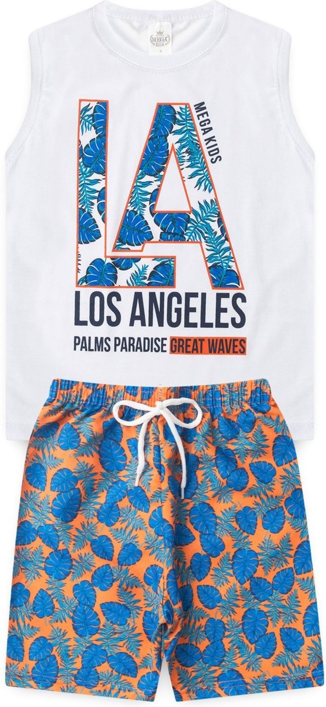 Imagem principal Infantil - Conjunto Verão Masculino Regata LA Folhas Branco - Mega Mega Kids unico Mega Kids unico