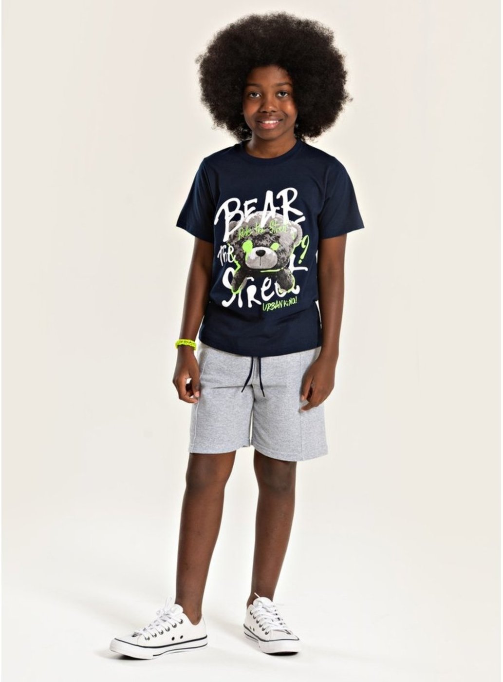 Imagem principal Infantil - Conjunto Verão Menino Marinho Camiseta e Bermuda com Recorte Urso Moderno Molekada azul Molekada azul