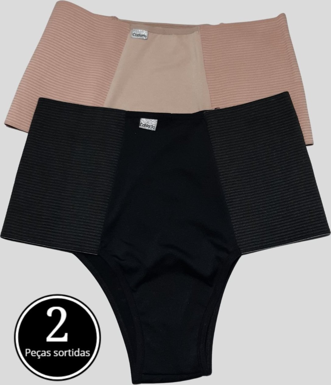 Imagem principal Calcinha WLS Modas Pos Parto Cintura Alta De Compressao Segura Barriga bege/preto WLS Modas bege/preto