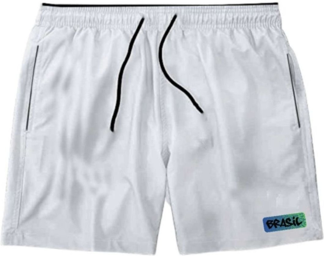 Imagem principal Bermuda Masculina Brasil Tactel Relaxado Short Com Bolsos Verão Copa branco Relaxado branco