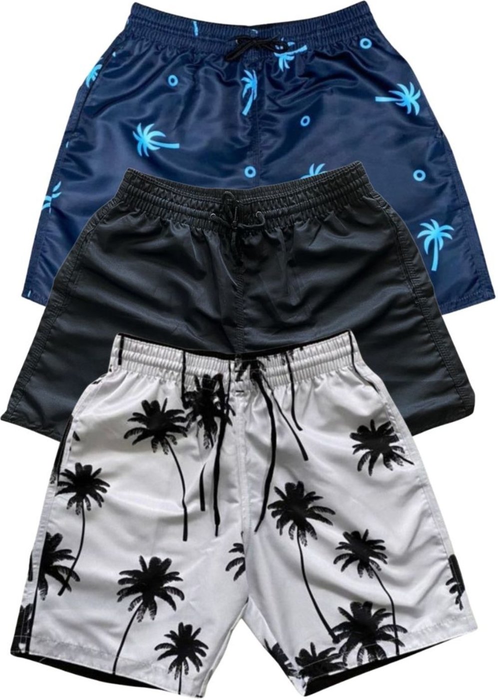 Imagem principal Kit 3 Bermudas Tactel Moda Praia Masculina Com Bolsos17 Relaxado multicolorido Relaxado multicolorido