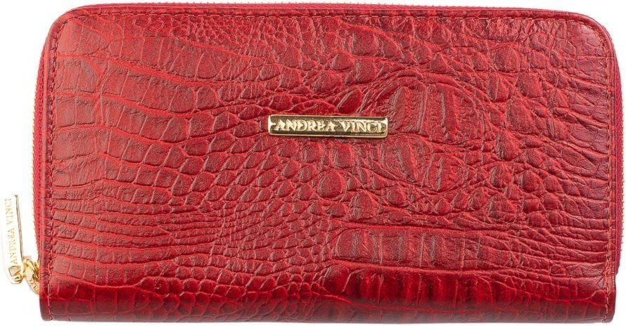 Imagem principal Carteira feminina de couro croco Bonny 10x19cm Andrea Vinci vermelho Andrea Vinci vermelho