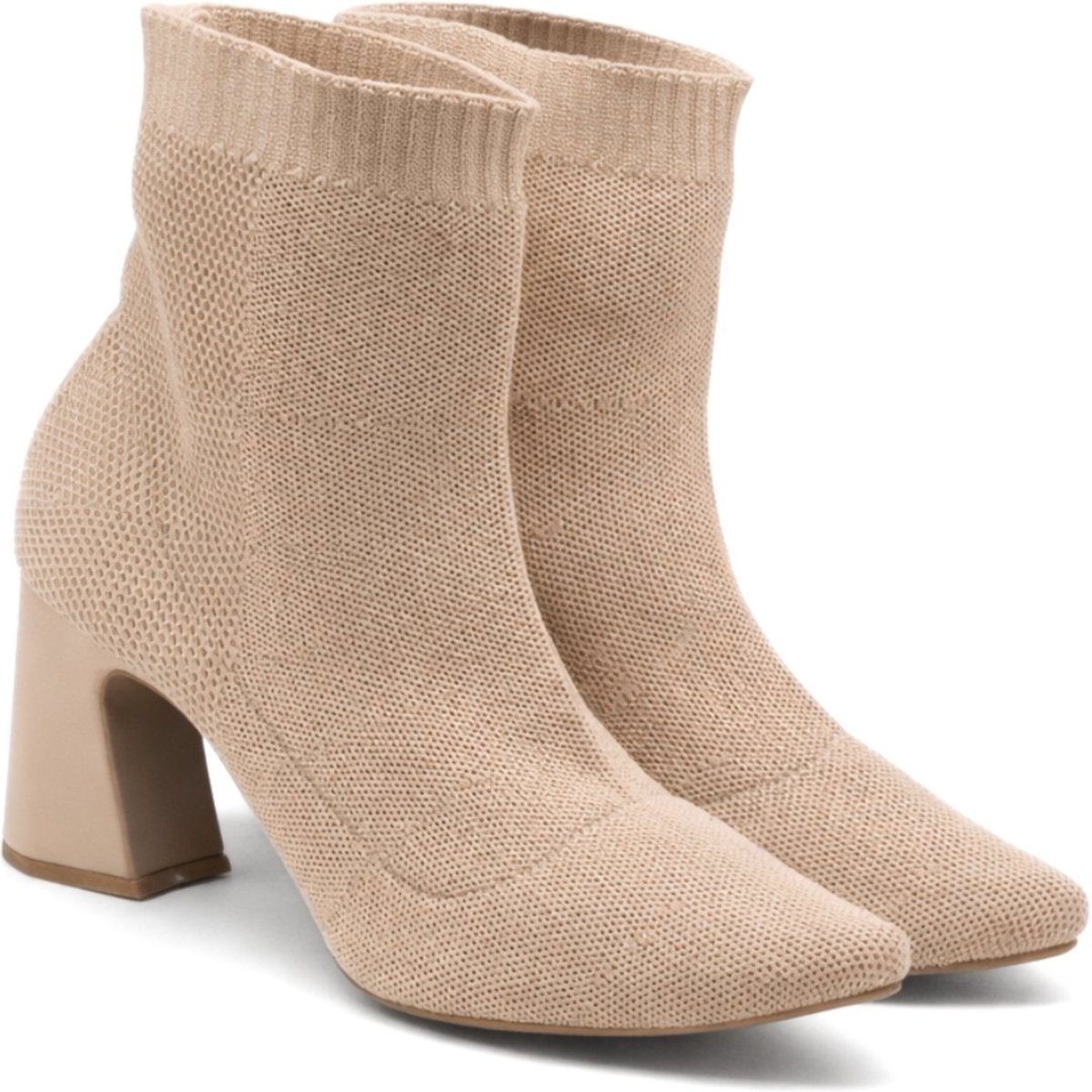 Imagem principal Bota Meia Feminina Cano Curto Salto Bloco Sete Sales 184000 nude Sete Sales nude
