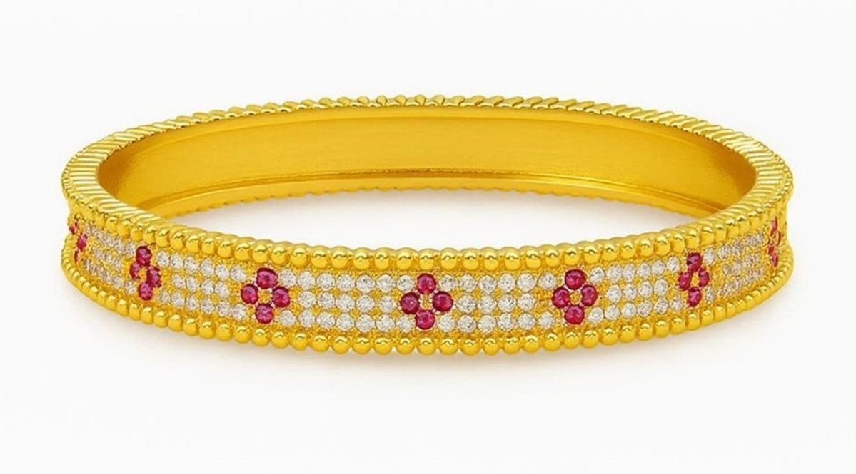 Bracelete Flores Banhada a Ouro