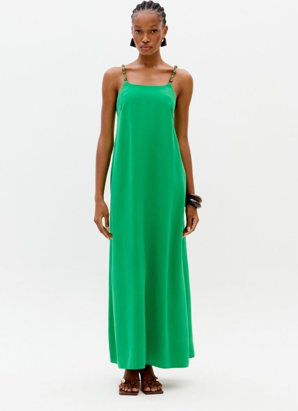 Vestido Super Midi Evasê De Alças