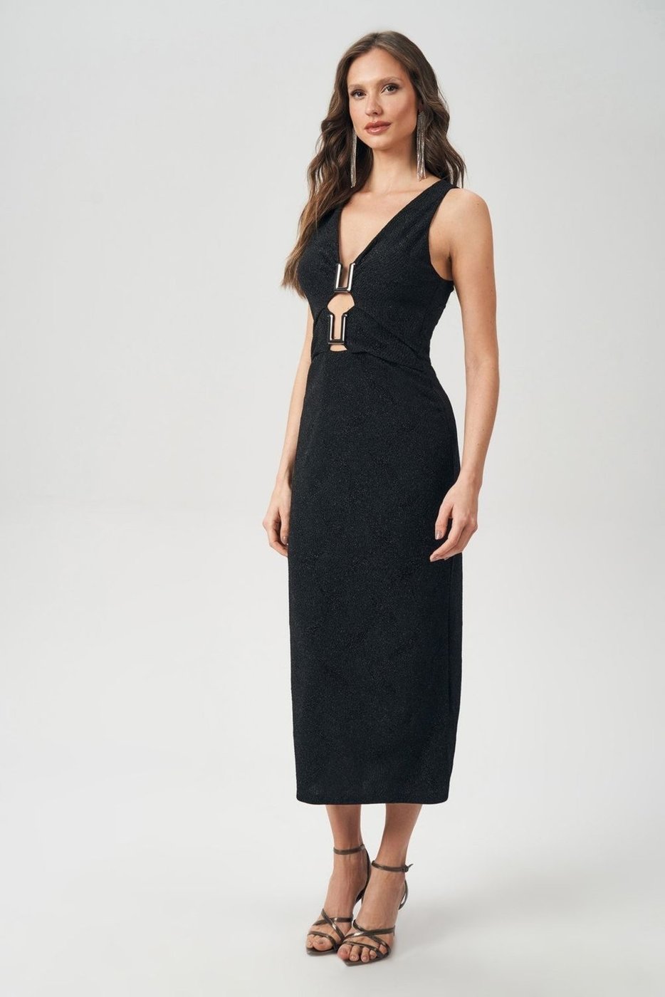 Vestido com Frente Vazada Feminino Acostamento